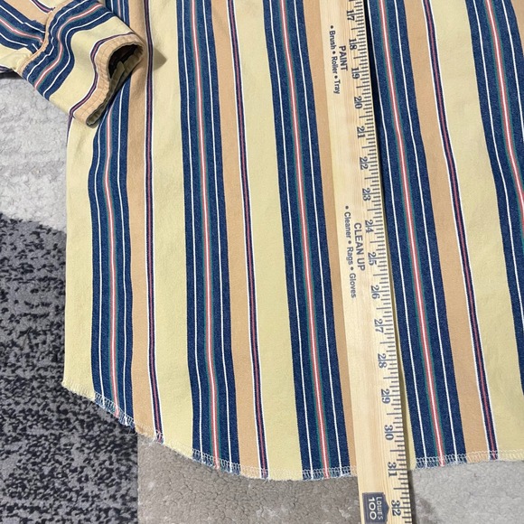 Wrangler X-Long Tail Shirt Men 16-35 Yellow Blue Striped Good Western Pearl Snap - Picture 6 of 12